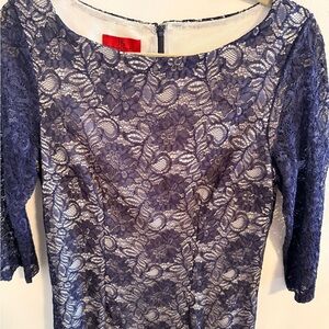 JS Collections Navy and Cream Lace Dress